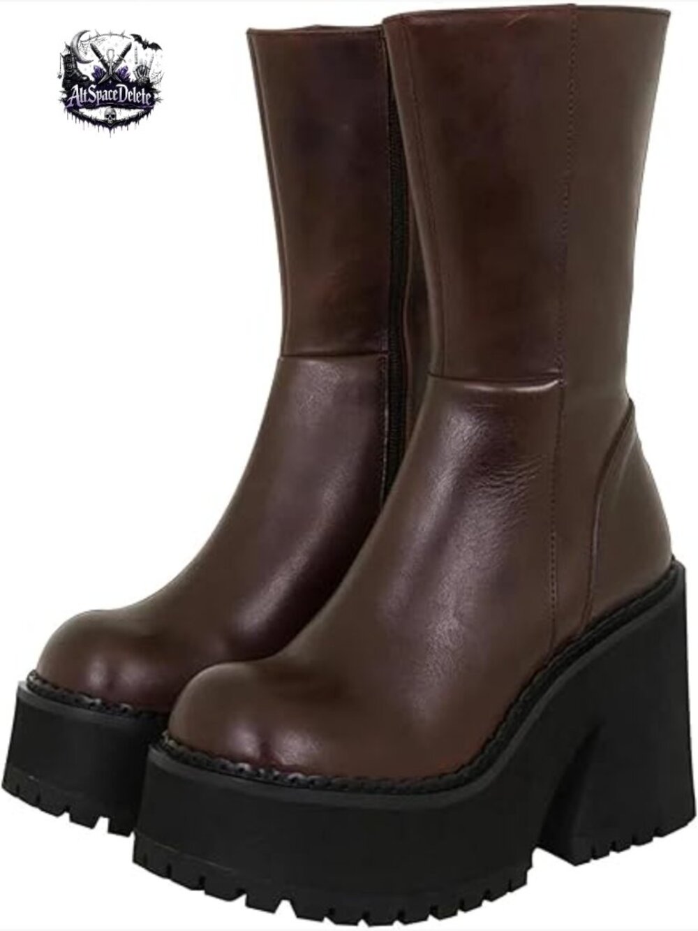 Wedge Heel Ankle Boots Platform Zipper Punk Motorcycle Chunky Block High Heel
